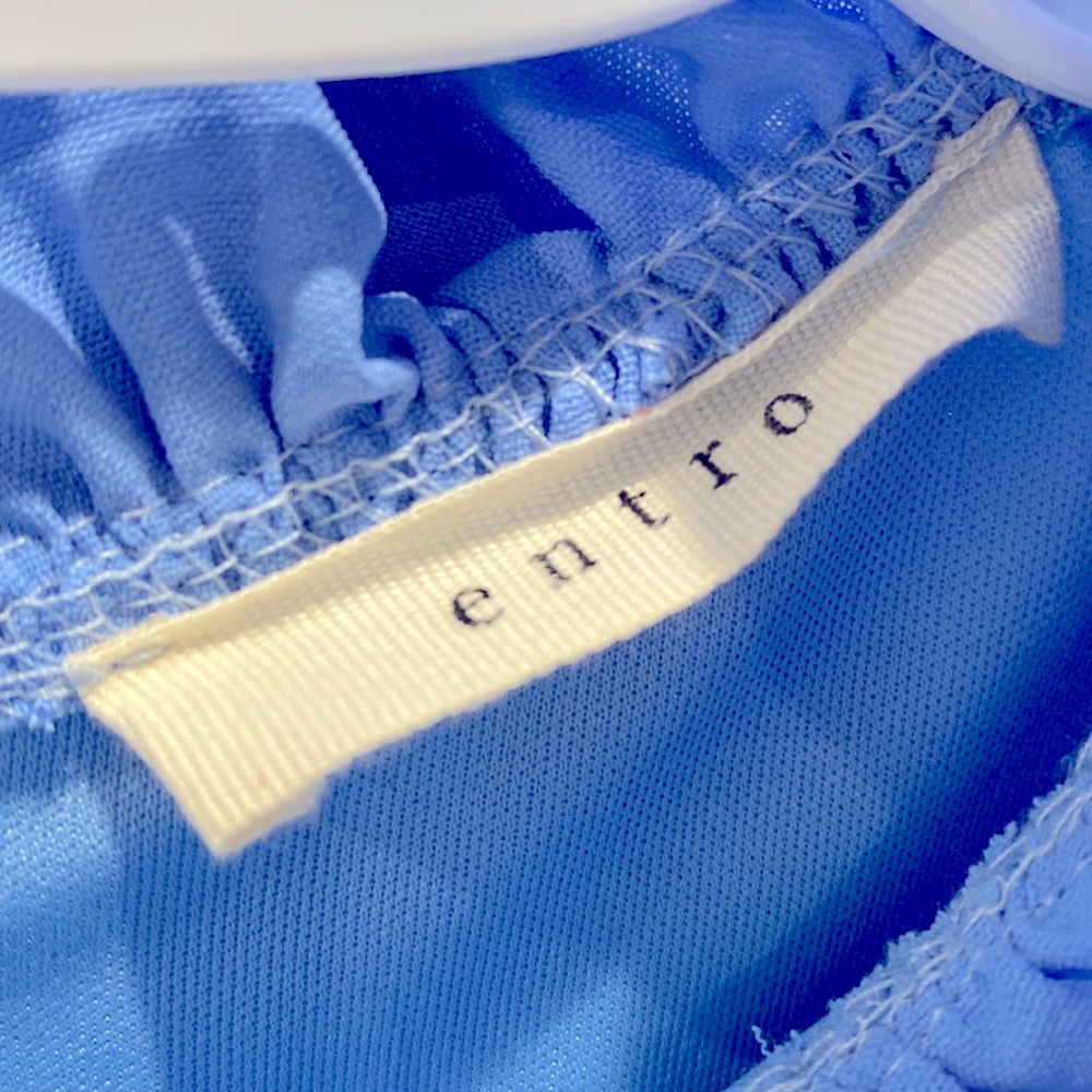 Light Blue Ruffle sleeve and ruffle collar dress. Washed but never worn. - Picture 3 of 3